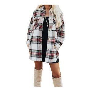 Impressions Woman’s Plaid Oversized Shacket Size L